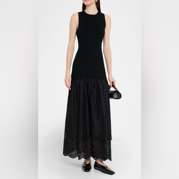 Rails Dresses & Skirts - Rails Black Eyelet Lavina Embroidered Drop Waist Maxi Dress Women's size XL‎